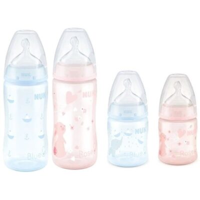Nuk Μπιμπερό First Choice Plus Baby Rose & Blue Πλαστικό PP Με Θηλή Σιλικόνης M1 0-6Μηνών