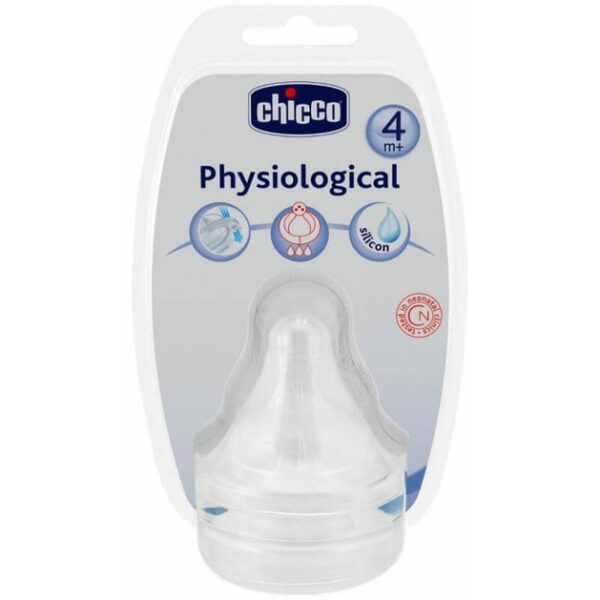 Chicco Physiological Θηλή Σιλικόνης Γρήγορης Ροής 4m+ 2τμχ