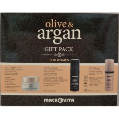 Macrovita Olive & Argan Gift Pack For Women Κρέμα Προσώπου Νύχτας 50ml + Ανορθωτικός Ορός 30ml + Κρέμα Ματιών 30ml
