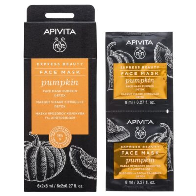 Apivita Express Beauty New Face Mask Pumpkin Μάσκα Προσώπου για Αποτοξίνωση με Κολοκύθα 2x8ml
