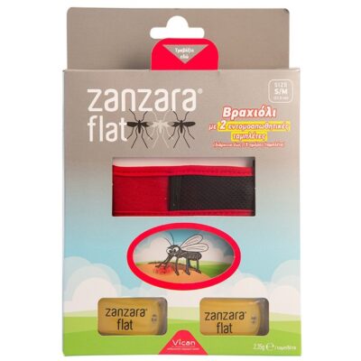 Vican Zanzara Flat Βραχιόλι σε Διάφορα Χρώματα 1τμχ & 2 Εντομοαπωθητικές Ταμπλέτες Μέγεθος S/M 1τμχ