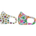 Tili Fashion Face Mask Παιδικές Μάσκες Προσώπου Πολλαπλών Χρήσεων με Σχέδια Λουλούδια – Emoji για Κορίτσι 2 Τεμάχια