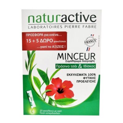 Naturactive Minceur Συμπλήρωμα Διατροφής με Πράσινο Τσάι & Ιβίσκο 20 Φακελάκια