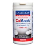 Lamberts CalAsorb Calcium & Vitamin D3 Ασβέστιο σε Κιτρική Μορφή 800mg σε Συνδυασμό με Βιταμίνη D3 για Μέγιστη Απορρόφηση 60tabs