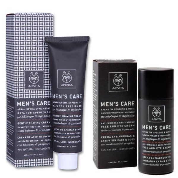 Apivita MENS CARE Απαλή Κρέμα Ξυρίσματος100ml + Apivita MENS CARE Κρέμα Για Πρόσωπο & Μάτια Κατά Των Ρυτίδων & Της Κούρασης 50ml