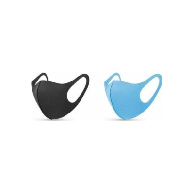 TiLi Fashion Face Mask Black & Light Blue Παιδικές Μάσκες Πολλαπλών Χρήσεων Γαλάζια-Μαύρη για Αγόρι 2 Τεμάχια
