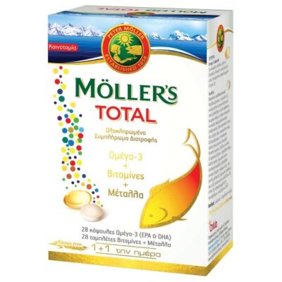 Moller’s Total Ολοκληρωμένη Φόρμουλα με Κάψουλες Ωμέγα-3 & Ταμπλέτες με Βιταμίνες