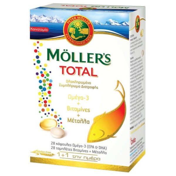 Moller’s Total Ολοκληρωμένη Φόρμουλα με Κάψουλες Ωμέγα-3 & Ταμπλέτες με Βιταμίνες