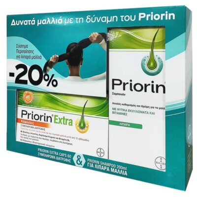 Priorin Πακέτο Προσφοράς Extra Caps Συμπλήρωμα Διατροφής 60caps & Shampoo για Λιπαρά Μαλλιά 200ml Promo -20%