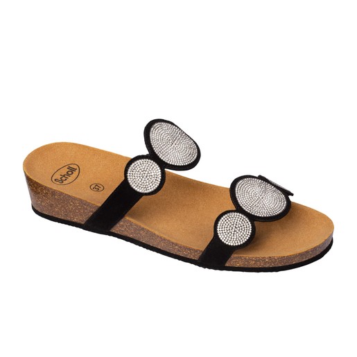 Scholl Shoes Sharon 2 Straps Black Γυναικεία Ανατομικά Παπούτσια Χαρίζουν Σωστή Στάση & Φυσικό Χωρίς Πόνο Βάδισμα 1 Ζευγάρι