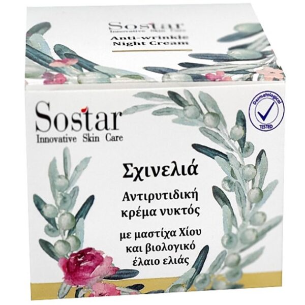 Sostar Skinolia Σχινελιά Αντιρυτιδική Κρέμα Νυκτός με Μαστίχα Χίου & Βιολογικό Έλαιο Ελιάς 50ml