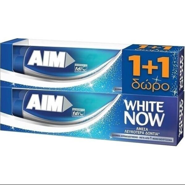 Aim Οδοντόκρεμα White Now 2 x 75ml Πακέτο 1+1