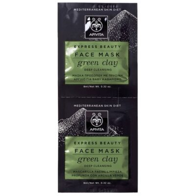 Express Beauty With Green Clay Μάσκα για Βαθύ Καθαρισμό με Πράσινη Άργιλο 2x8ml - Apivita