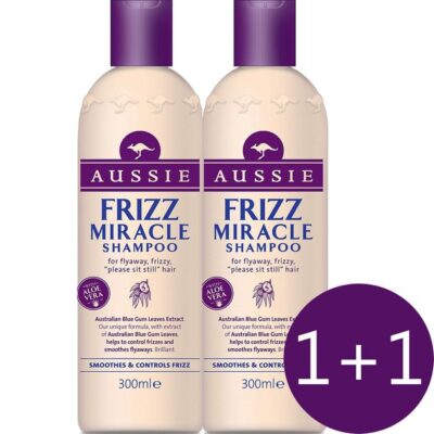 Aussie Πακέτο Προσφοράς Frizz Miracle Shampoo Σαμπουάν που Λειαίνει τα Μαλλιά & τα Διατηρεί Όλη Μέρα 2 x 300ml 1+1 Δώρο