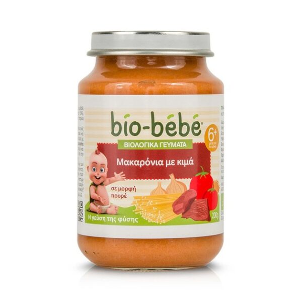 Bio Bebe Βιολογικά Γεύματα Μακαρόνια με Κιμά σε Μορφή Πουρέ από τον 6ο Μήνα 200gr