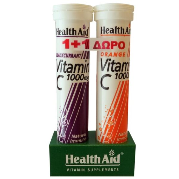 Πακέτο Προσφοράς Vit C 1000mg Blackcurrant 20eff.tabs + Δώρο Vit C Orange 1000mg 20eff - Health Aid