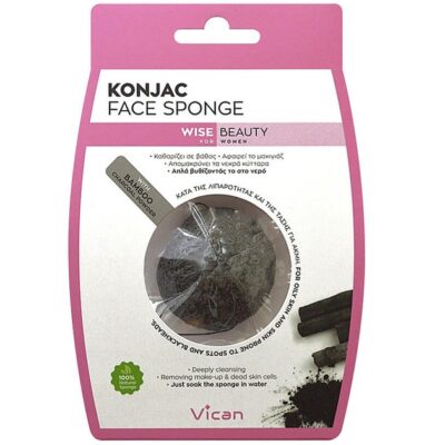 Vican Wise Beauty Konjac Face Sponge Bamboo Charcoal Powder 1τμχ