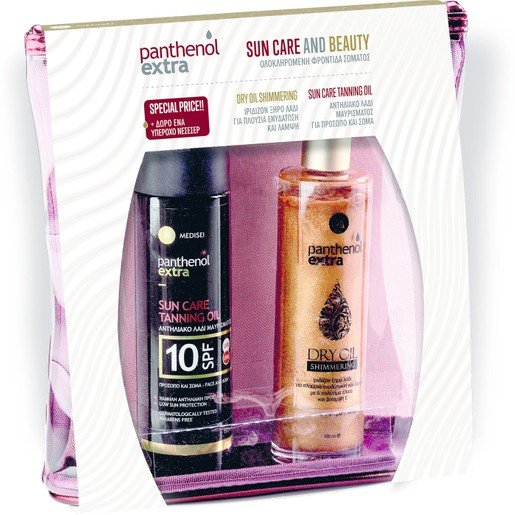 Medisei Panthenol Extra Set Sun Care Tanning Oil Spf10 150ml & Panthenol Extra Dry Oil Shimmering 100ml & Νεσεσερ