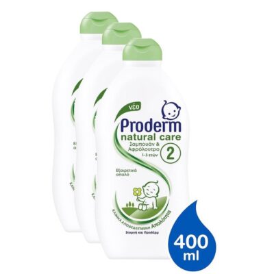Proderm Πακέτο Προσφοράς Natural Care Σαμπουάν & Αφρόλουτρο Για Παιδιά 1-3 Ετών 3x400ml
