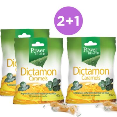 Power Health Πακέτο Προσφοράς Dictamon Caramels Καραμέλες για το Βήχα από Κρητικό Δίκταμο & Μέλι 60gr 2+1 Δώρο