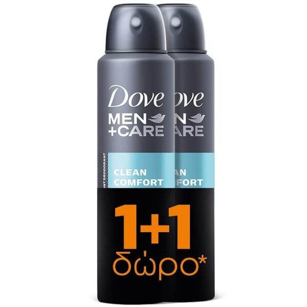 Dove Men Αποσμητικό Spray Clean Comfort 2 x 150ml Πακέτο 1+1