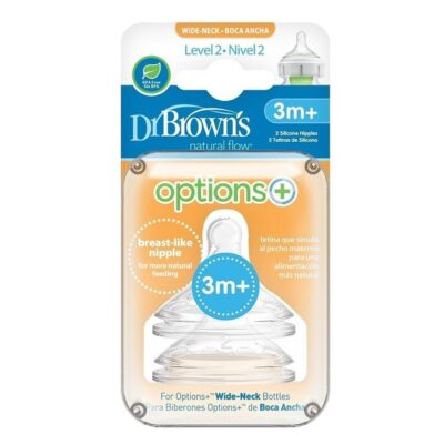Dr. Brown's Natural Flow 3m+ Θηλή Σιλικόνης με Φαρδύ Λαιμό Επίπεδο 2