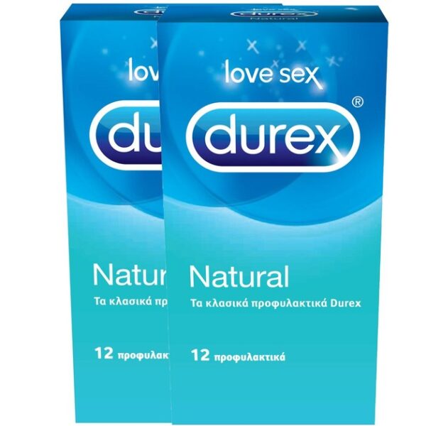 Durex Πακέτο Προσφοράς Natural Προφυλακτικά με Ήπια Λίπανση 2x12 Τεμάχια σε Ειδική Τιμή