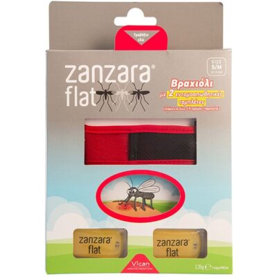 Vican Zanzara Flat Βραχιόλι σε Διάφορα Χρώματα 1τμχ & 2 Εντομοαπωθητικές Ταμπλέτες Μέγεθος M/L 1τμχ