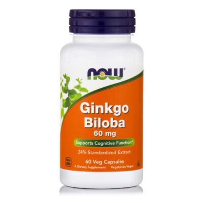Now Foods Ginkgo Biloba 60mg Συμπλήρωμα Διατροφής για Καλή Λειτουργία του Εγκεφάλου & Ενίσχυση Μνήμης 60 VegCaps