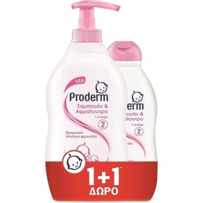 Proderm Πακέτο Προσφοράς Σαμπουάν & Αφρόλουτρο 1-3 Ετών 400ml & Δώρο Επιπλέον Ποσότητα 200ml