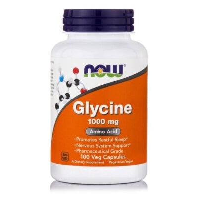 Now Foods Glycine 1000mg Συμπλήρωμα Διατροφής που Συμβάλει στην Παραγωγή Ενέργειας στον Οργανισμό 100 Vegcaps