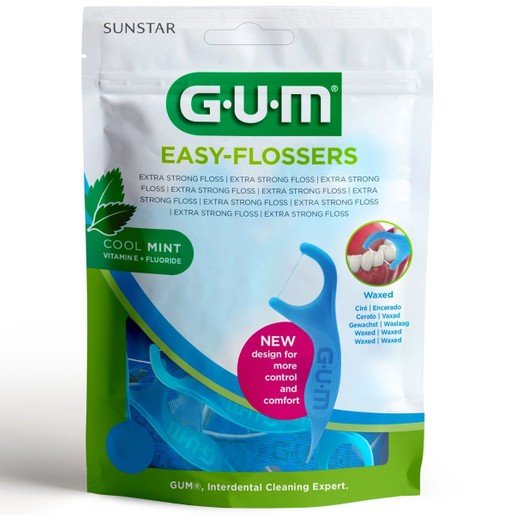 Gum Easy Flossers + Fluoride & Vitamin E Κερωμένο Οδοντικό Νήμα με Γεύση Δροσερής Μέντας (890)