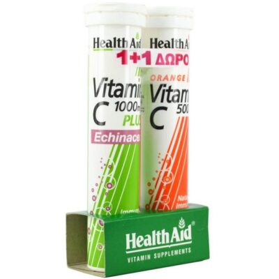 Πακέτο Προσφοράς Vit C 1000mg Plus Echinachea 20eff.tabs + Δώρο Vit C 500mg 20eff.tabs - Health Aid