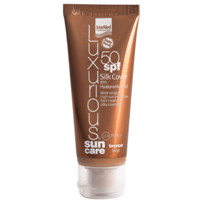 Luxurious Sun Care Silk Cover with Hyaluronic Acid Spf50 Σκούρα Απόχρωση Bronze Beige 75ml