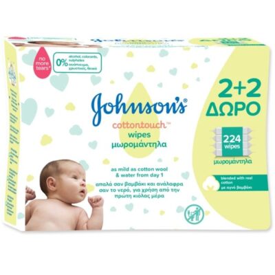 Johnson's Baby Μωρομάντηλα CottonTouch 2+2 Δώρο 224τμχ