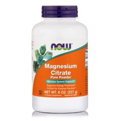 Now Foods Magnesium Citrate Pure Powder (Vegetarian) Συμπλήρωμα Διατροφής που Υποστηρίζει την Νευρομυική Λειτουργία 227gr
