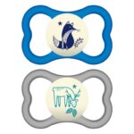 Mam Air Night Animal Ορθοδοντική Πιπίλα Σιλικόνης που Λάμπει στο Σκοτάδι Κωδ 277S από 16+ Μηνών 2 Τεμάχια
