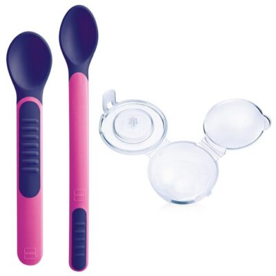Mam Heat Sensitive Spoons & Cover Κωδ 513 Θερμοευαίσθητα Μαλακά Κουταλάκια με Θήκη από 6+ Μηνών