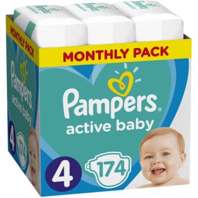 Pampers Active Baby Monthly Pack Νο4 (9-14 kg) 174 πάνες