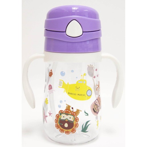 Marcus & Marcus Tritan Straw Bottle Μπουκαλάκι Εκμάθησης με Καλαμάκι Σιλικόνης FDA Καπάκι με Κουμπάκι & Χερούλια 6m+ 300ml