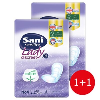 Sani Πακέτο Προσφοράς Sensitive Lady With Cotton No4 Extra Σερβιέτες Ακράτειας με Βαμβάκι 2x16 Τεμάχια
