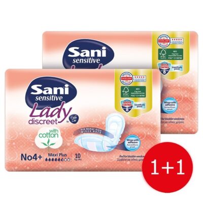 Sani Πακέτο Προσφοράς Sensitive Lady Discreet Maxi Plus No 4+ Σερβιέτες Ακράτειας με Βαμβάκι 2x10 Τεμάχια