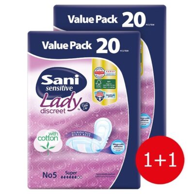 Sani Πακέτο Προσφοράς Sensitive Lady Discreet No5 Super για Ελαφράς Μορφής Ακράτεια & Άλλες Ειδικές Χρήσεις 2x20 Τεμάχια