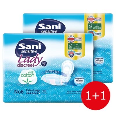 Sani Πακέτο Προσφοράς Sensitive Lady With Cotton No6 Extra Large Σερβιέτες Ακράτειας με Βαμβάκι 2x10 Τεμάχια