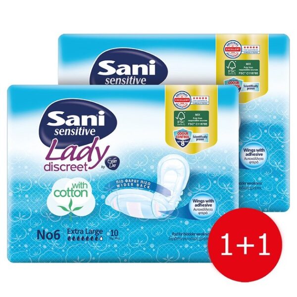 Sani Πακέτο Προσφοράς Sensitive Lady With Cotton No6 Extra Large Σερβιέτες Ακράτειας με Βαμβάκι 2x10 Τεμάχια