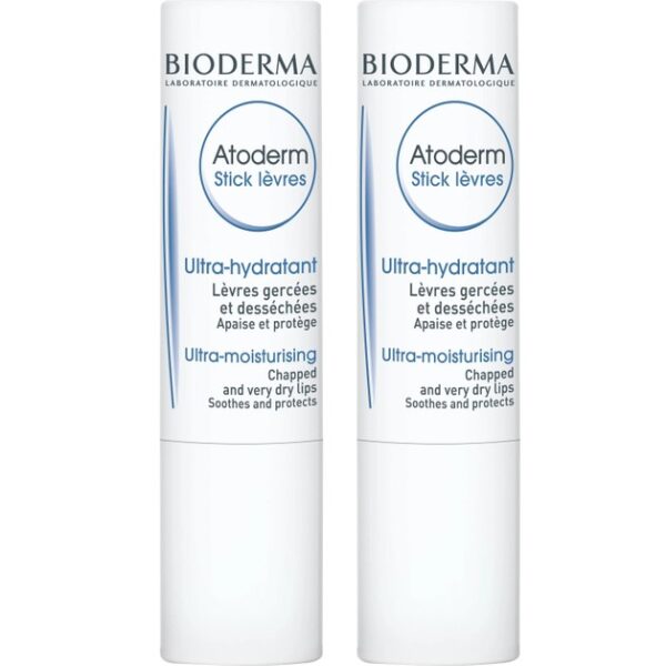 Bioderma Πακέτο Προσφοράς Atoderm Levres Stick Hydratant Ενυδατικό Stick για Αφυδατωμένα και Ταλαιπωρημένα Χείλη 2x4g