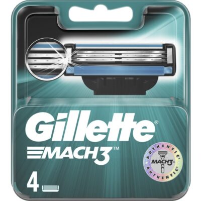 Gillette Mach 3 Ανταλλακτικά Ξυραφάκια με Λεπίδες πιο Δυνατές Από Ατσάλι 4 Τεμάχια