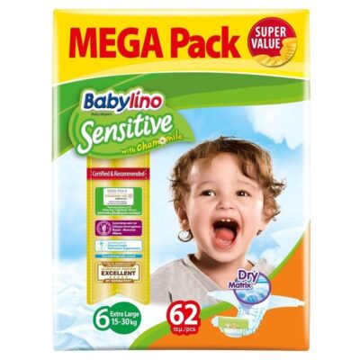 Babylino Sensitive Mega Pack Extra Large Νο6 (15-30kg) Παιδικές Πάνες 62 τεμάχια