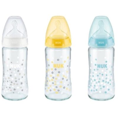 Nuk First Choice Plus Γυάλινο Μπιμπερό με Θηλή Σιλικόνης Μεσαίου Μεγέθους (0-6 Μηνών) 240ml
