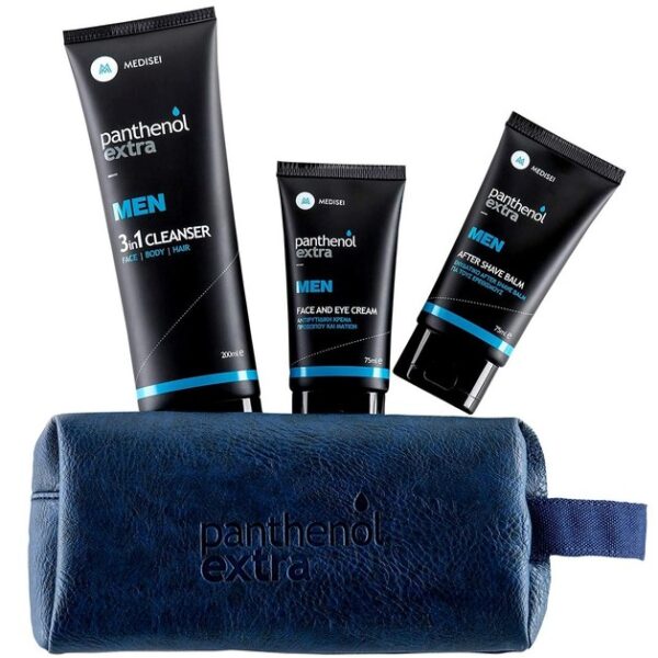 Medisei Panthenol Extra Promo Men Face&Eye Cream 75ml & AfterShave Balm 75ml & 3in1 Cleanser Face Body Hair 200ml & Δώρο Νεσεσερ